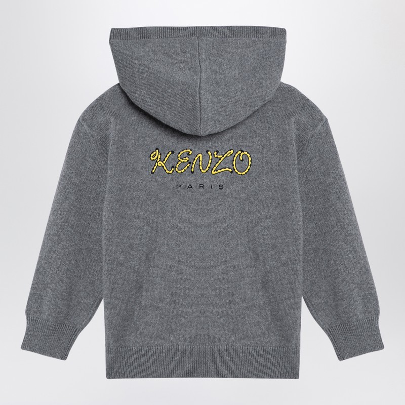 Kenzo Grey Cotton Blend Hooded Jumper In Grey