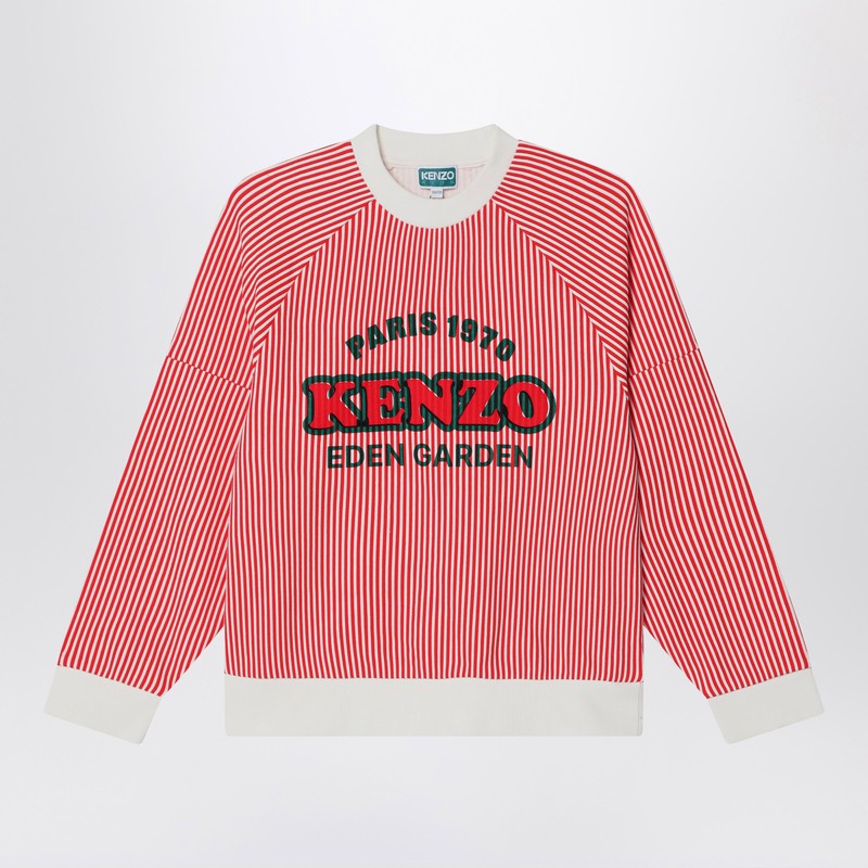 Kenzo Red/white Striped Sweatshirt In Cotton In Red