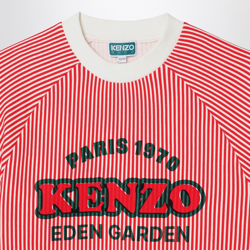 Kenzo Red/white Striped Sweatshirt In Cotton In Red