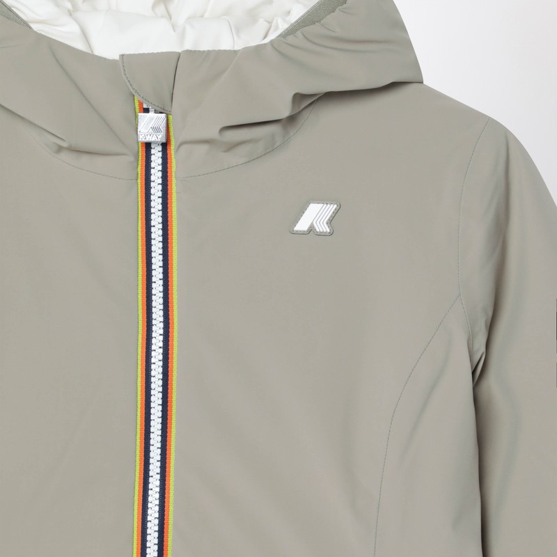 K-way Reversible Lily Warm Jacket In Green/gardenia White In Sand