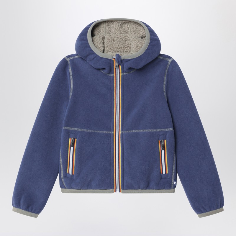 K-way Reversible Jack Fleece Sweatshirt In Green/cobalt Blue In Sand