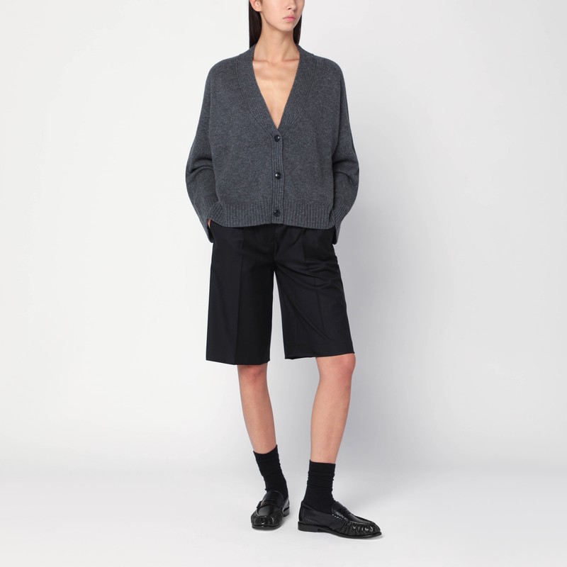 Loulou De Saison Kaia Lds Anthracite Grey Cashmere Cardigan In Gray