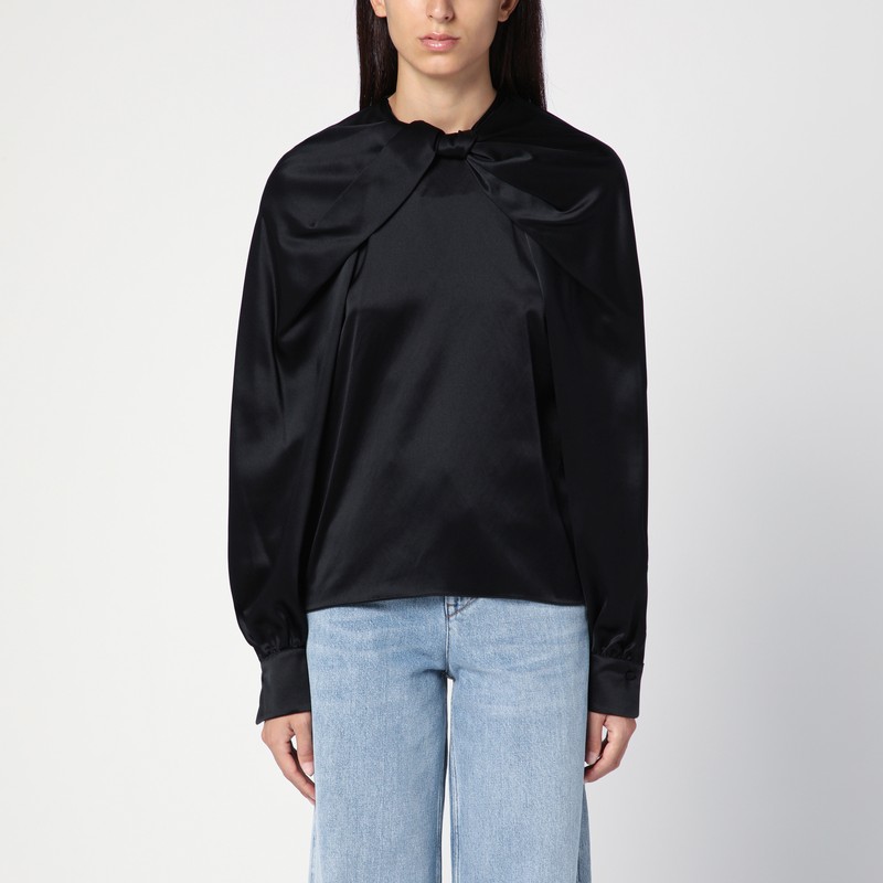 Max Mara Key Satin Blouse In Black