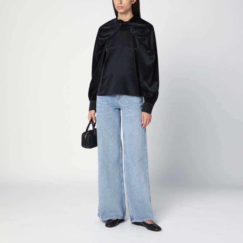 Max Mara Key Satin Blouse In Black