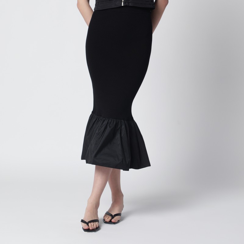 Black skirt with faille ruffle hem