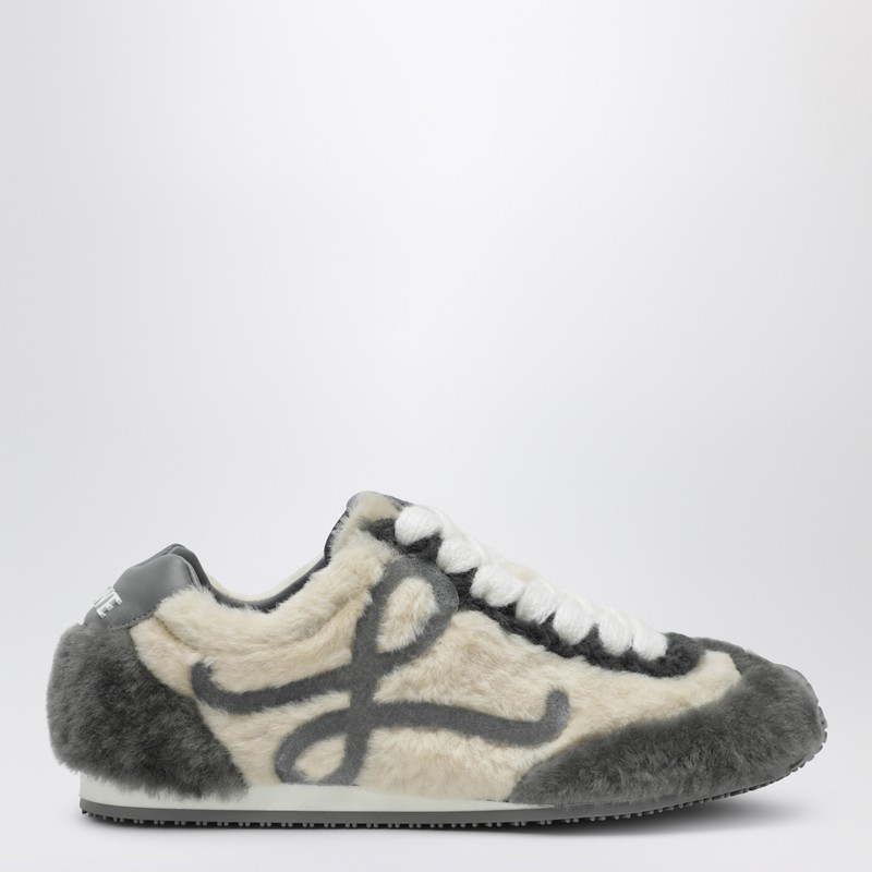 Gray/cream Ballet Runner 2.0 sneakers in shearling