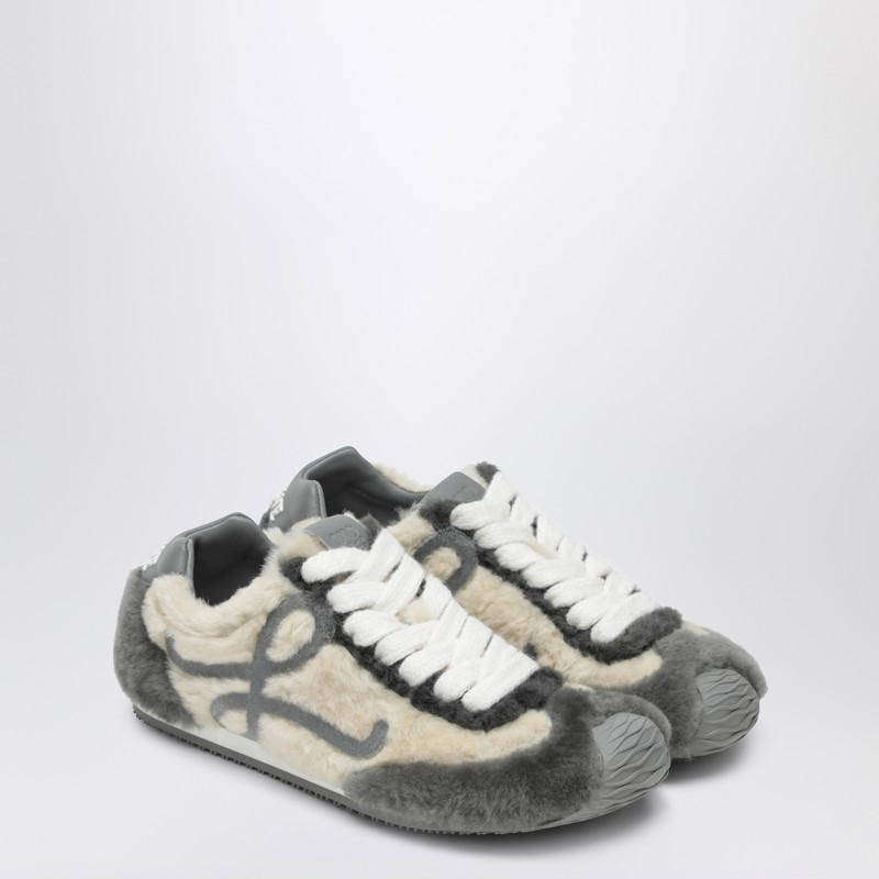 Loewe Shearling And Rubber Sole Ballet Sneakers In Gray
