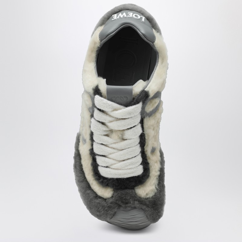 Loewe Shearling And Rubber Sole Ballet Sneakers In Gray