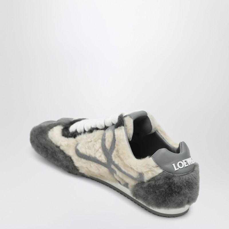 Loewe Shearling And Rubber Sole Ballet Sneakers In Gray