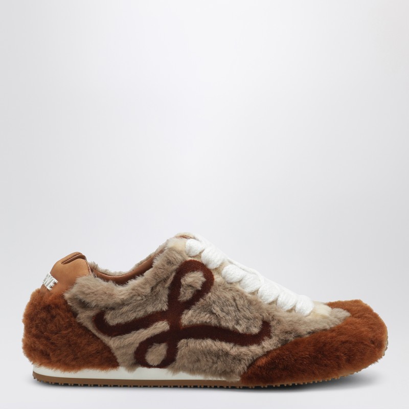 Loewe Ballet Runner 2.0 Shearling Sneakers In Gray