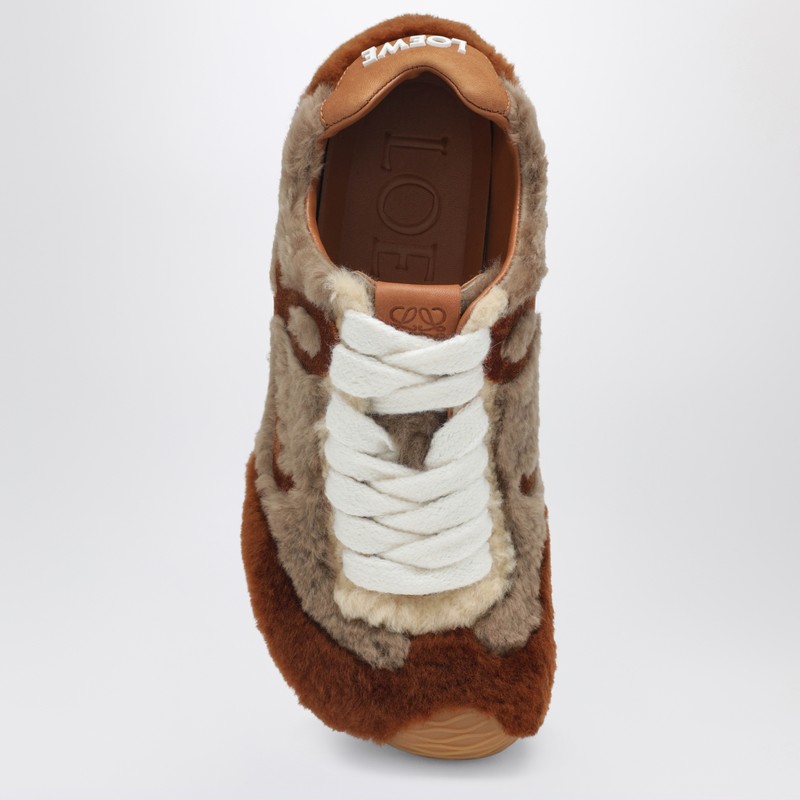 Loewe Ballet Runner 2.0 Shearling Sneakers In Gray