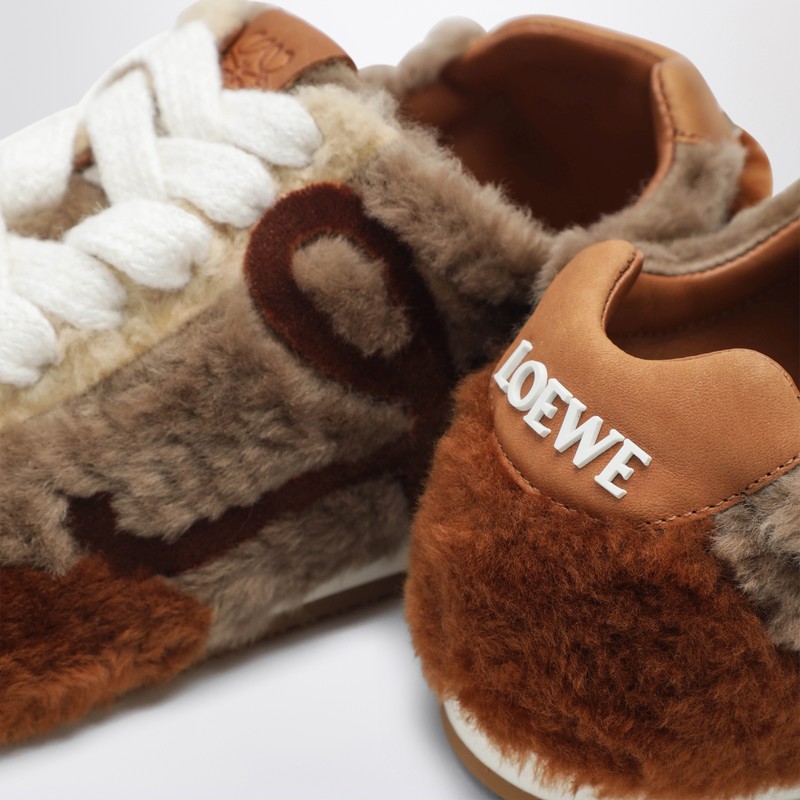 Loewe Ballet Runner 2.0 Shearling Sneakers In Gray