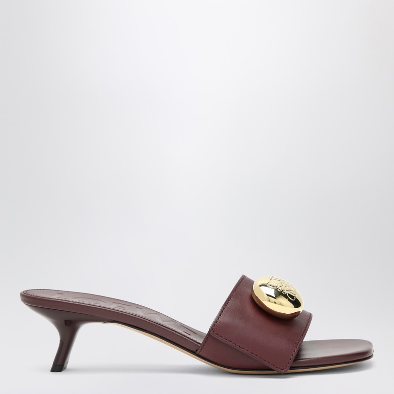 Bordeaux calf leather slide pebble