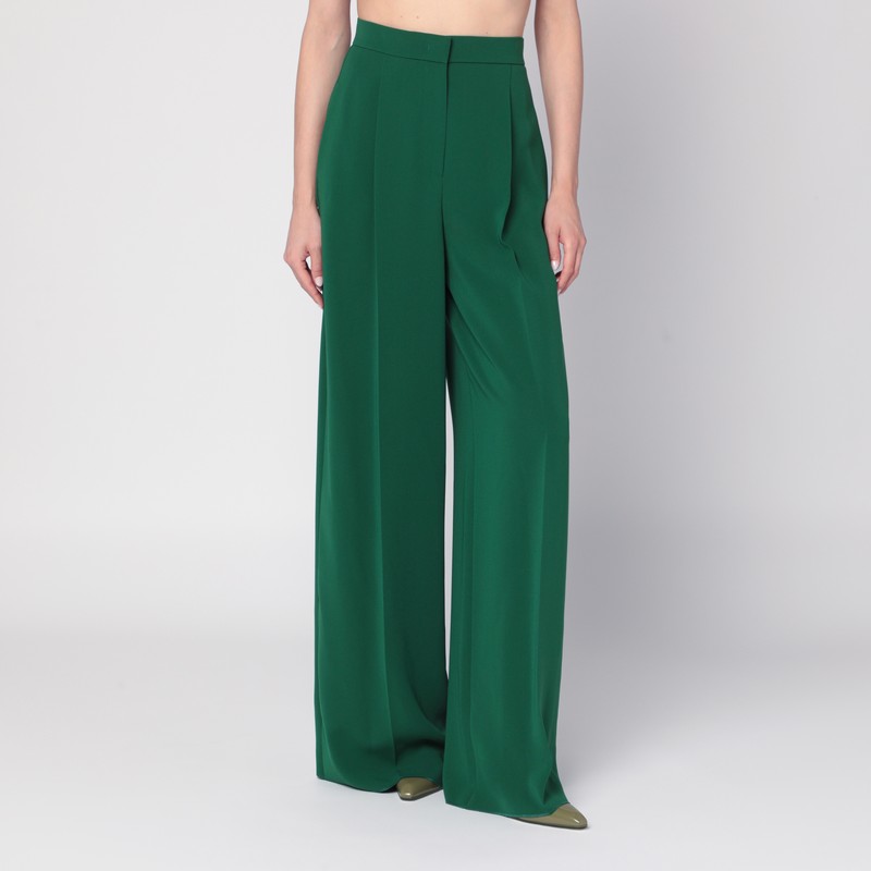Max Mara Laccato Triacetate Blend Wide Pants In Green