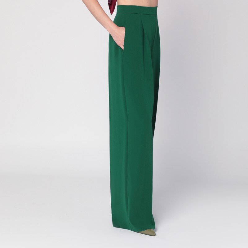 Max Mara Laccato Triacetate Blend Wide Pants In Green