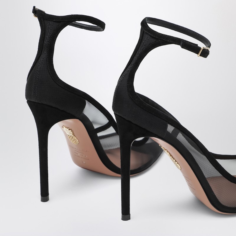 Aquazzura Love Affair 85 Pumps In Black Suede And Mesh In Black