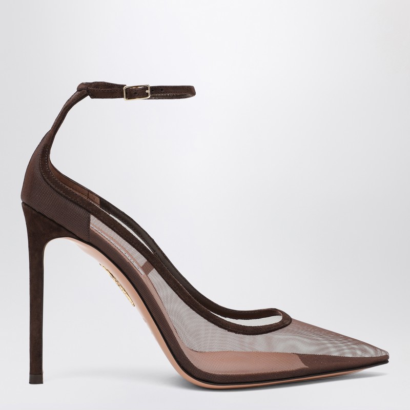 Decolleté Love Affair 85 in mesh with brown suede