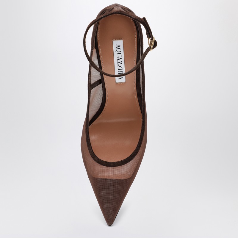 Aquazzura 85mm Mesh-panelling Heeled Pumps In Brown
