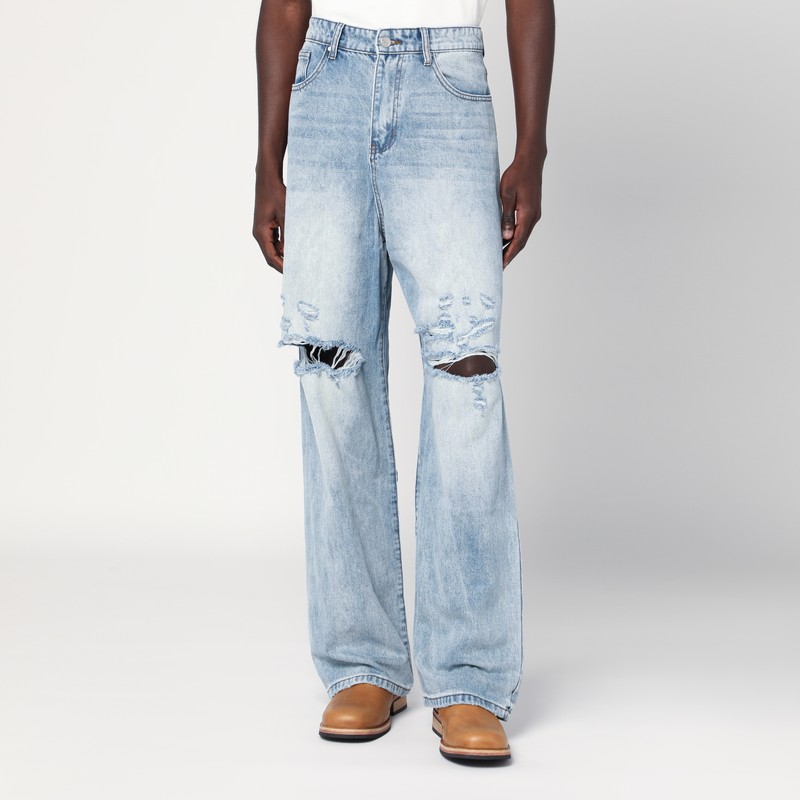 Light blue washed jeans with rips