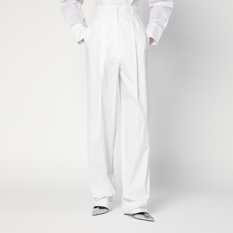 Wide white cotton trousers - Sportmax - Modalova