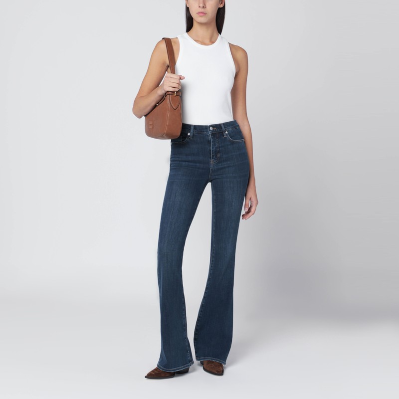 Frame Dark Blue Le High Flare Jeans In Blue