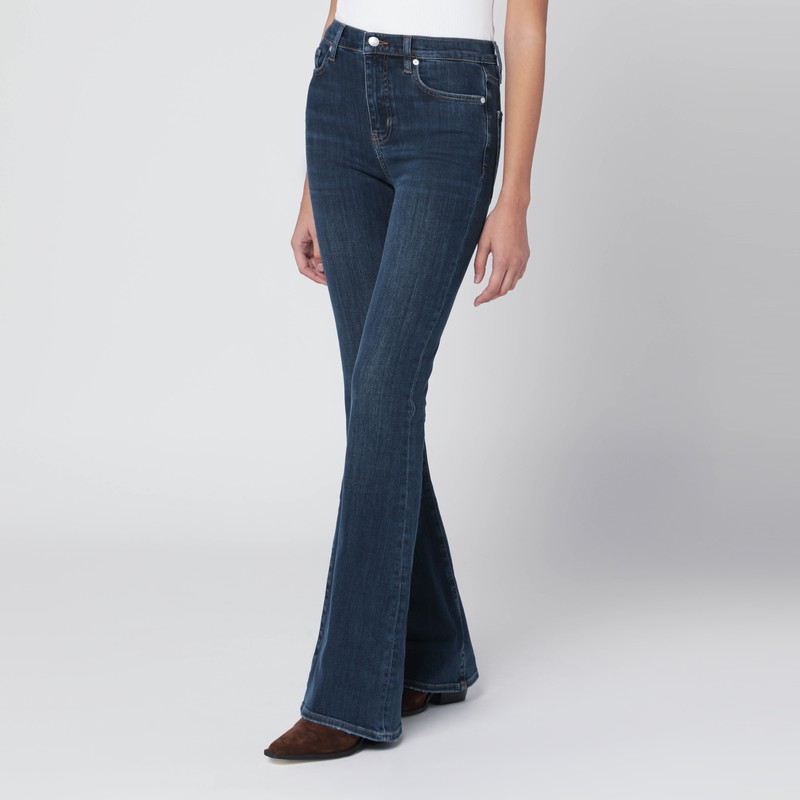 Frame Dark Blue Le High Flare Jeans In Blue