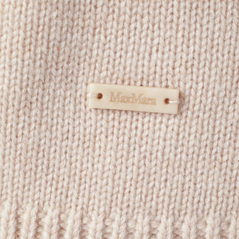 Max Mara Beige Wool And Cashmere Knit Hoodie In Sand