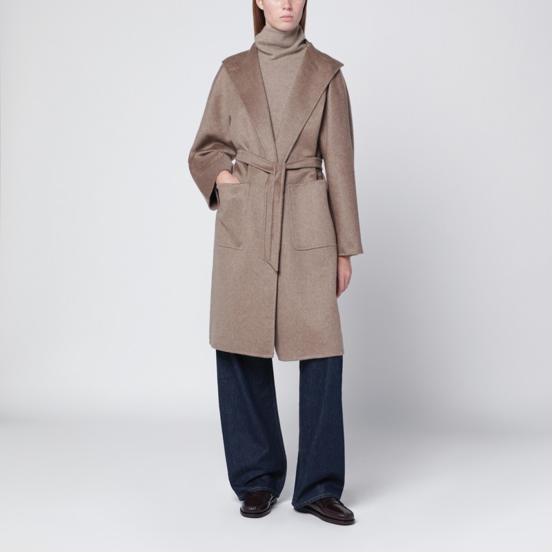 Hazelnut midi cardigan coat in cashmere