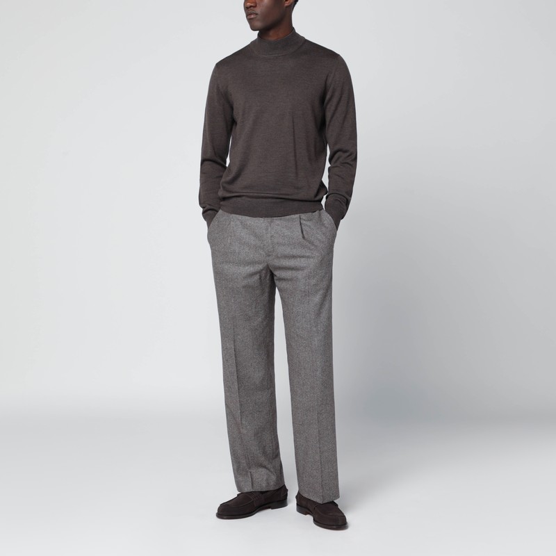 Tagliatore Taupe Wool Turtleneck Sweater In Brown