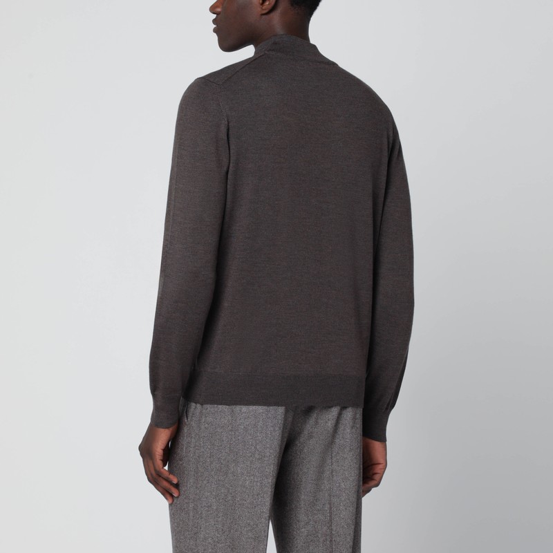 Tagliatore Taupe Wool Turtleneck Sweater In Brown
