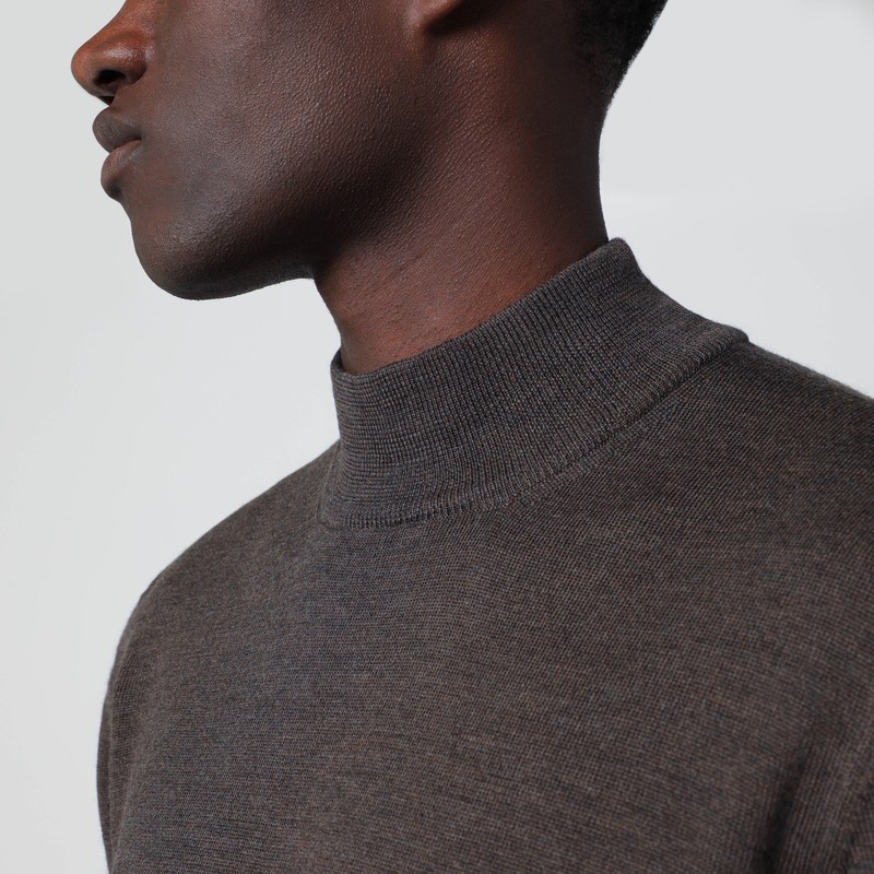 Tagliatore Taupe Wool Turtleneck Sweater In Brown