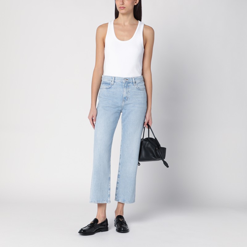 Frame Jane Crop Regenerated Denim Jeans In Light Blue