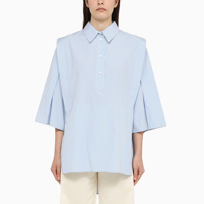 Shop Margaux Lonnberg Light Blue Striped Cotton Lola Shirt