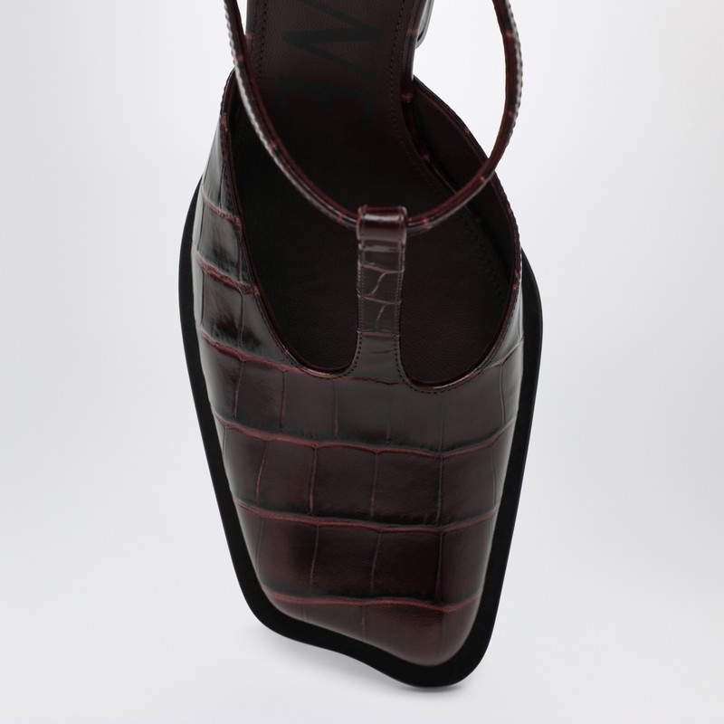 Loewe Burgundy Onda T-bar Pumps In Embossed Leather In Burgundy