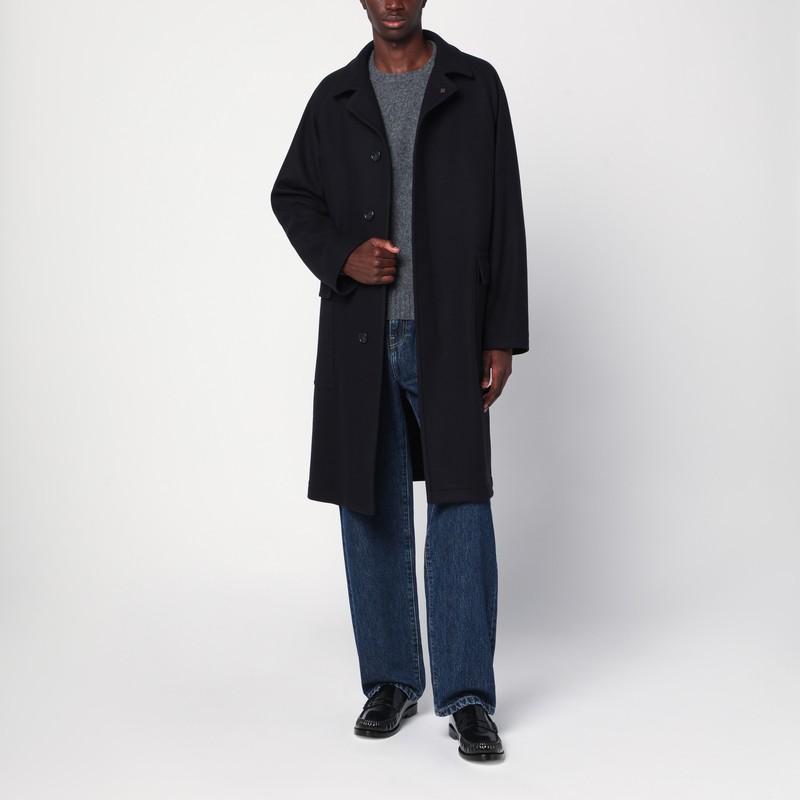 Tagliatore Loyds Coat In Black Tailor In Blue