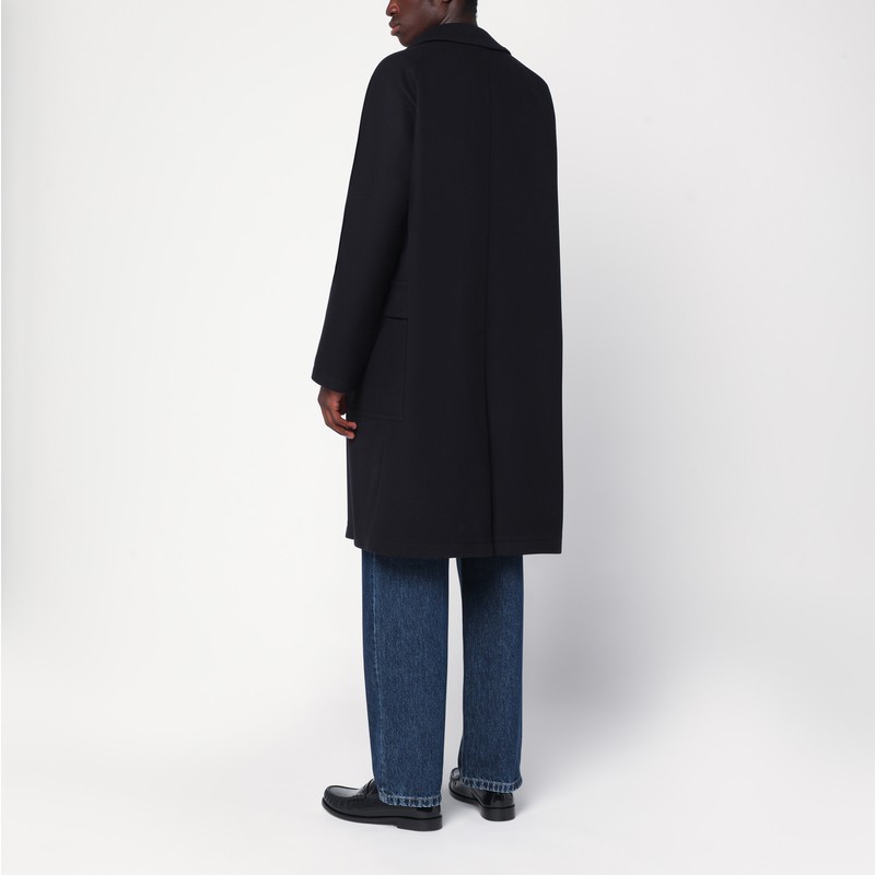 Tagliatore Loyds Coat In Black Tailor In Blue
