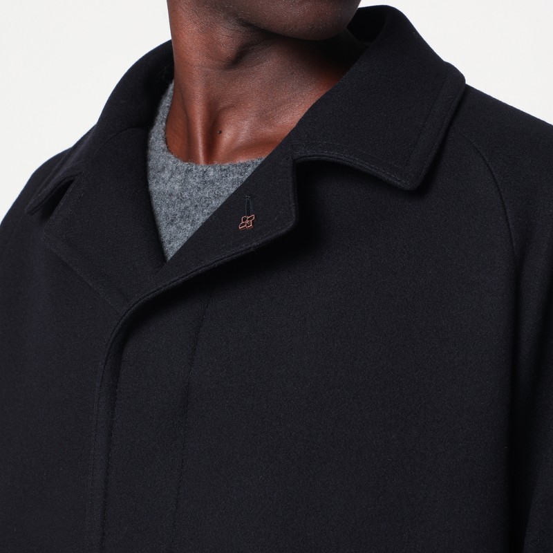 Tagliatore Loyds Coat In Black Tailor In Blue