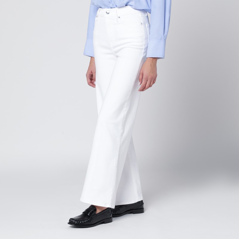 Frame Slim Palazzo Jeans Flared Leg Design In White
