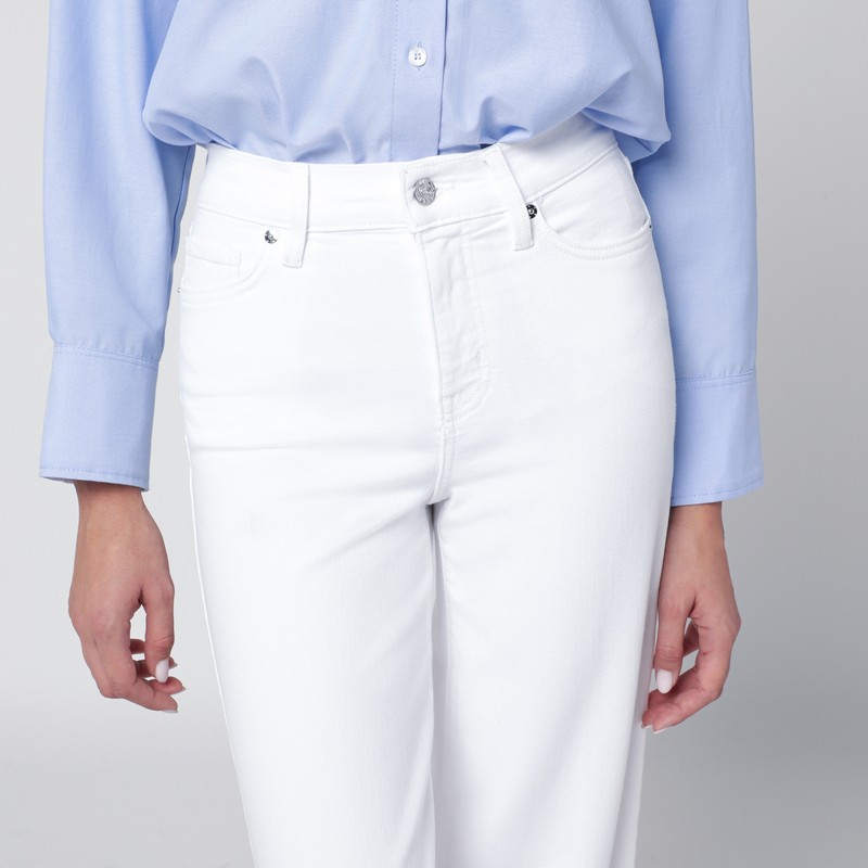 Frame Slim Palazzo Jeans Flared Leg Design In White