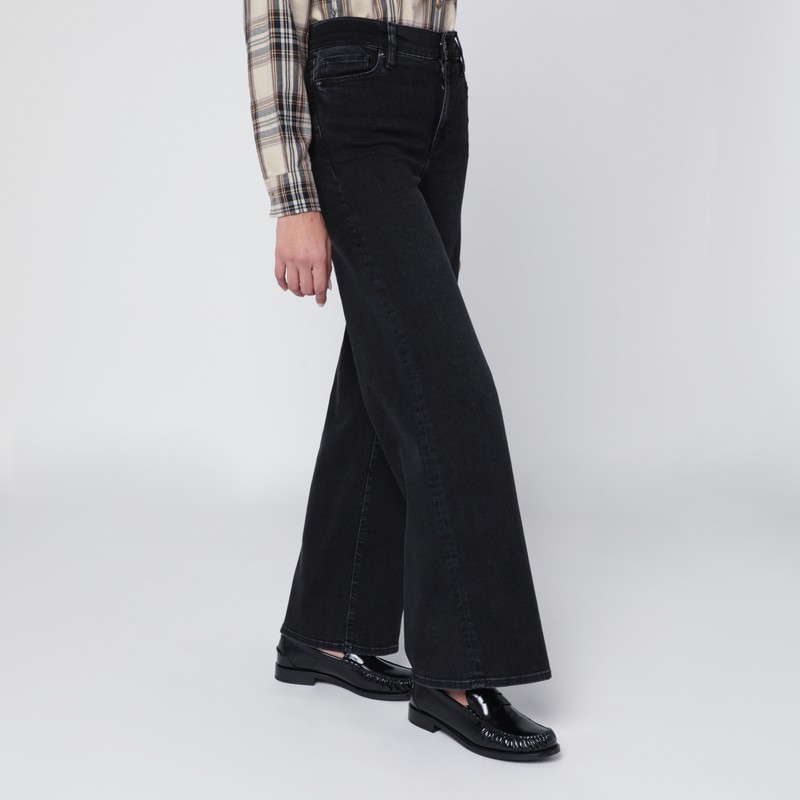 Frame Slim Palazzo Trousers Belt Loops In Black