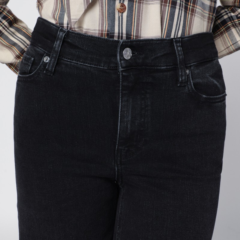 Frame Slim Palazzo Trousers Belt Loops In Black