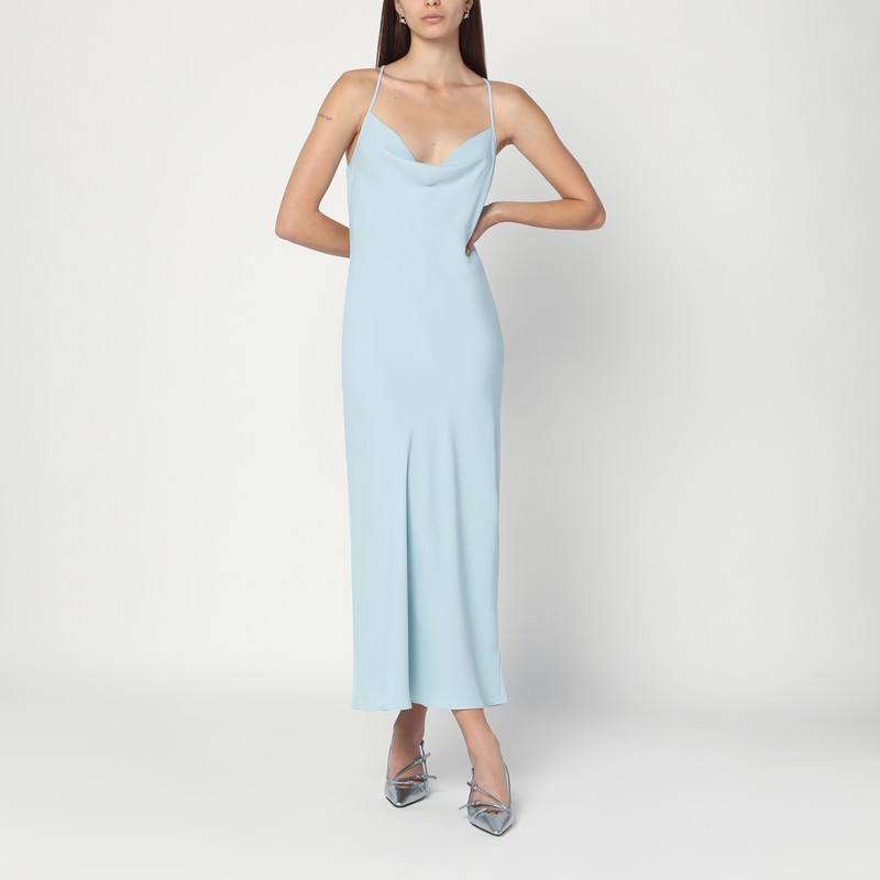 Light blue slip dress in crêpe