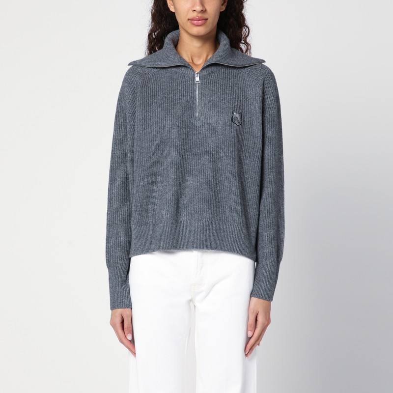 Grey half-zip jumper with Fox logo