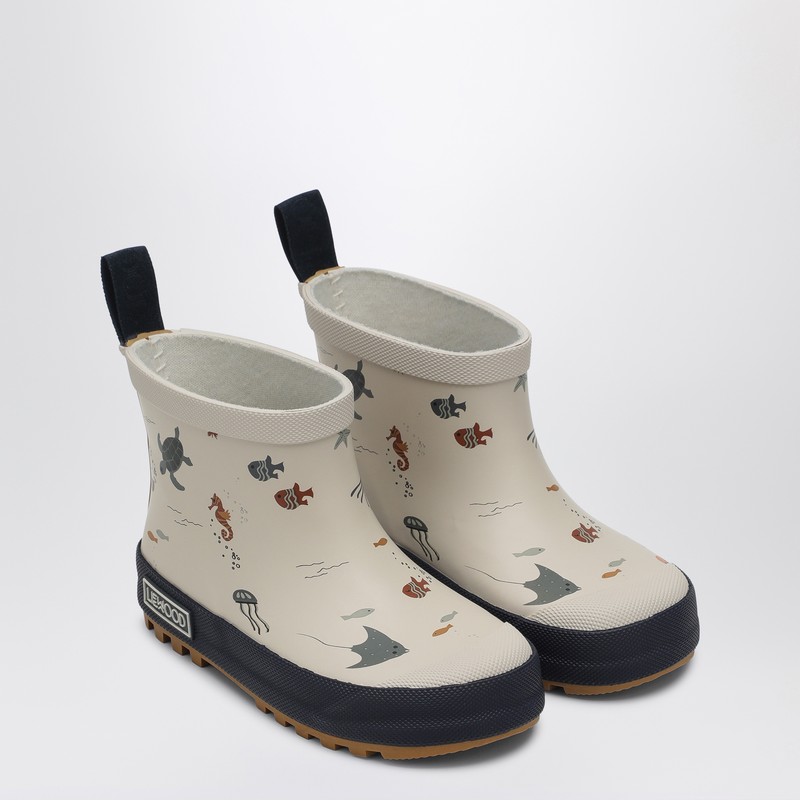 Liewood Tekla Sea Creature/sandy Rain Boots In Beige