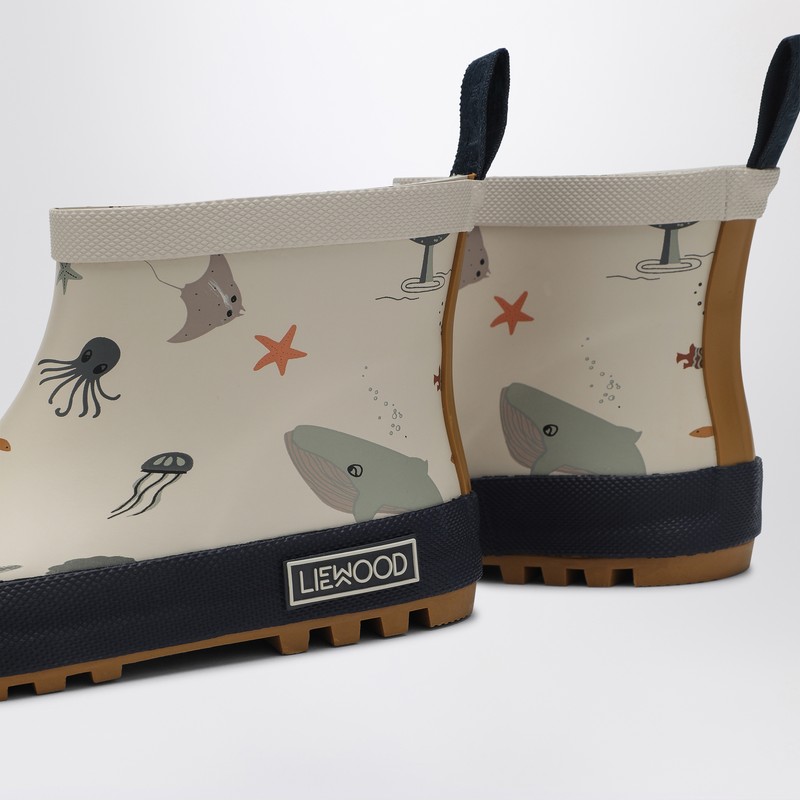 Liewood Tekla Sea Creature/sandy Rain Boots In Beige