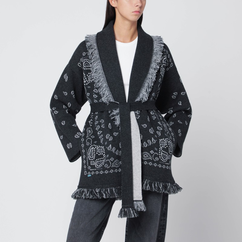 Dark grey Bandana Jacquard cardigan