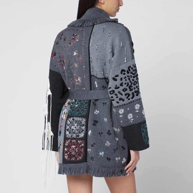 Alanui Dark Grey “midnight In Manhattan” Cardigan In Gray