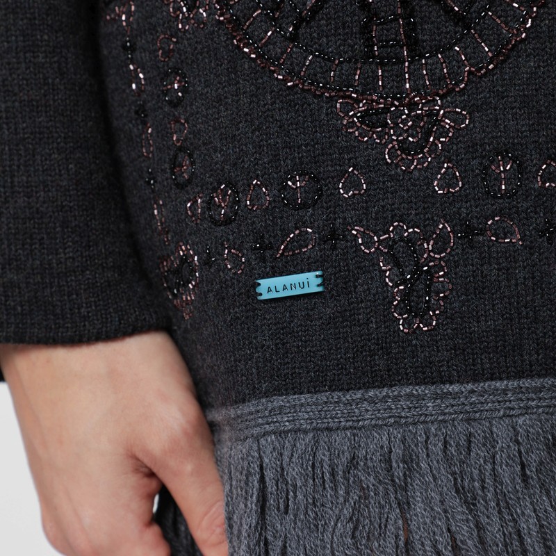 Alanui Dark Grey “midnight In Manhattan” Cardigan In Gray