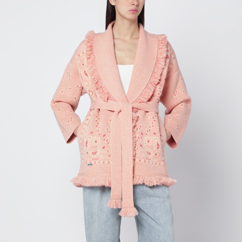 Salmon pink paisley cardigan