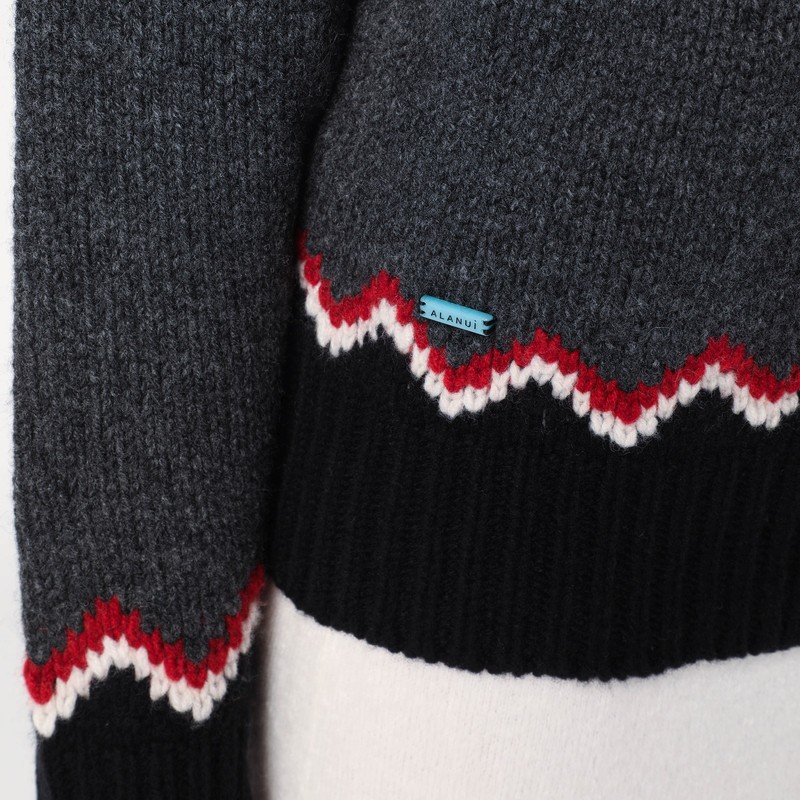 Alanui Grey Fair Isle Patterned Cardigan In Gray